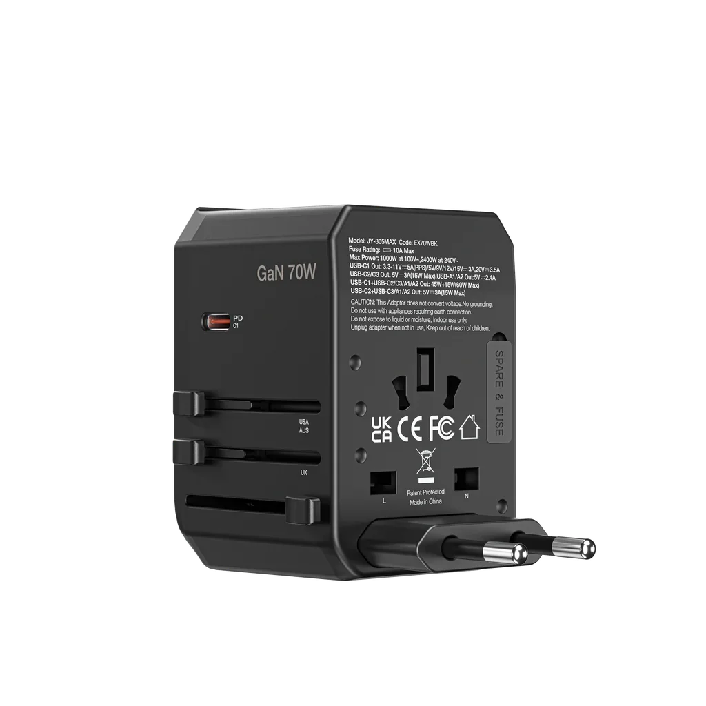 AMAZINGTHING | Explorer PD 70W 5Ports 2A+3C Travel Charge | Black