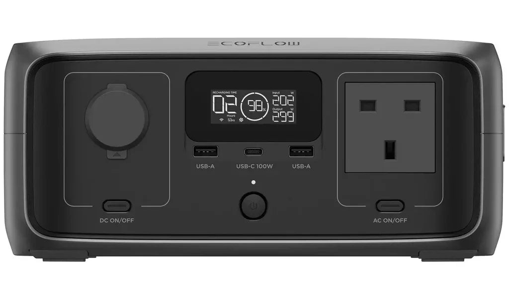 محطة الطاقة المحمولة EcoFlow RIVER 3 بسعة 245 واط في الساعة، ومخرجات مقدرة 300 واط، وتقنية X-Boost حتى 600 واط