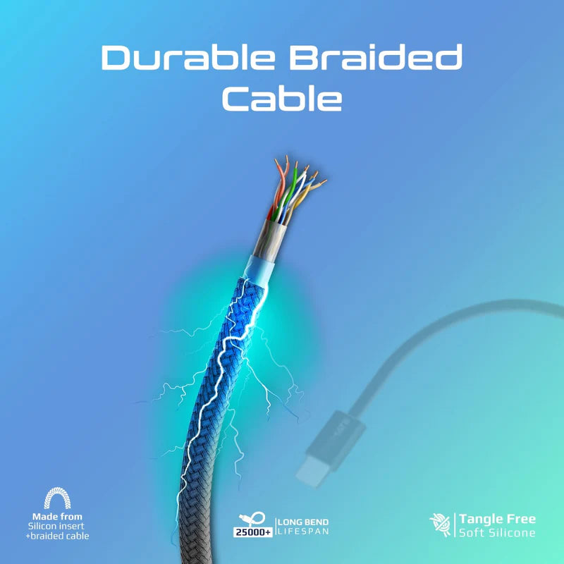 PROMATE 1.2M Super-Fast 27W Power Delivery USB-C to Lightning Fabric Braided Cable - Black