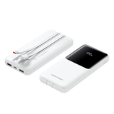 FHOW0 | Vention Power Bank 10000mAh (Micro-USB + USB-C + USB-A + USB-A) with Built-in USB-C and Lightning Cables 22.5W | White