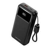 FHPB0 | Vention Power Bank 20000mAh (Micro-USB + USB-C + USB-A + USB-A) with Built-in USB-C and Lightning Cables 22.5W | black