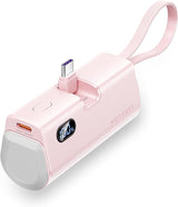 FHQP0 | Vention Power Bank LED Display 4800mAh (USB-C + Lightning + USB-C) 22.5W Foldable USB-C Type | Pink
