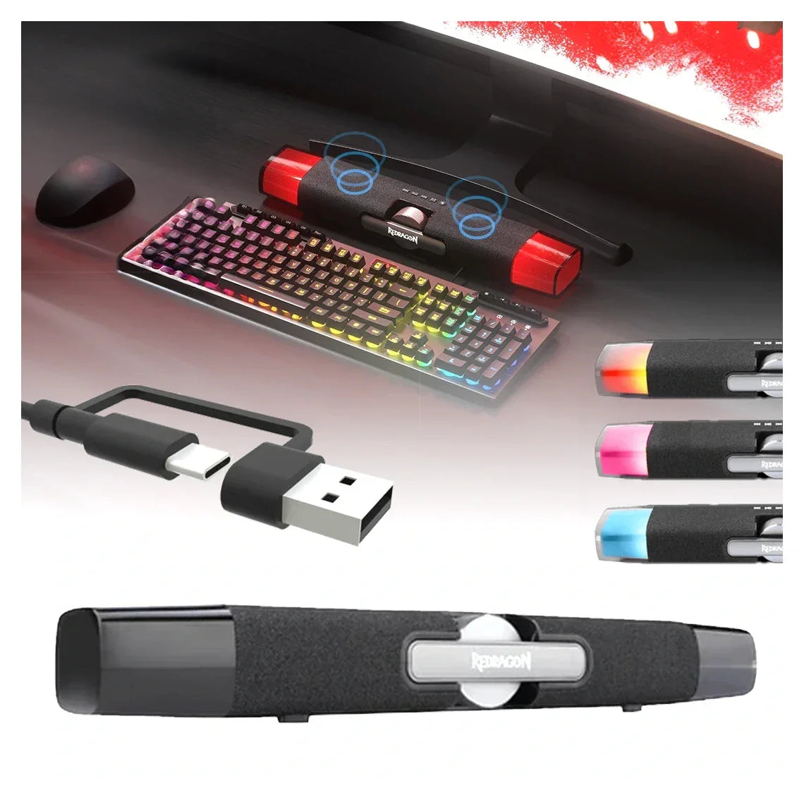 مكبر صوت ستيريو REDRAGON GS512 DORA GAMING RGB 