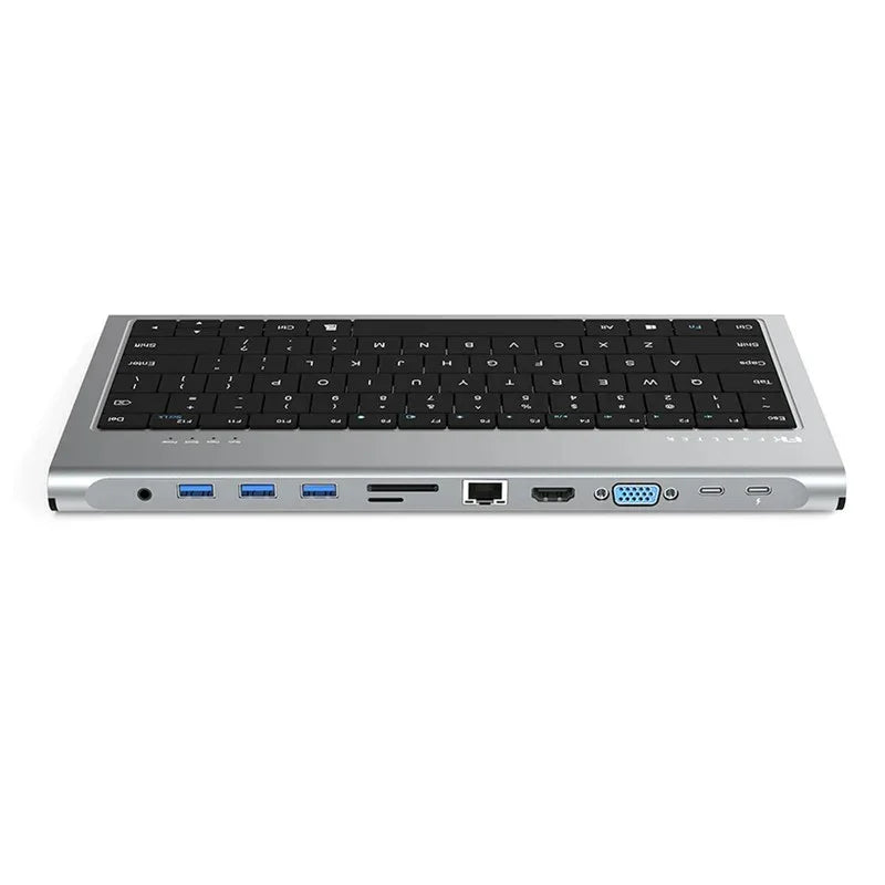 موزع لوحة مفاتيح USB-C 11 في 1 من Feeltek (تصميم باللغة الإنجليزية) - رمادي