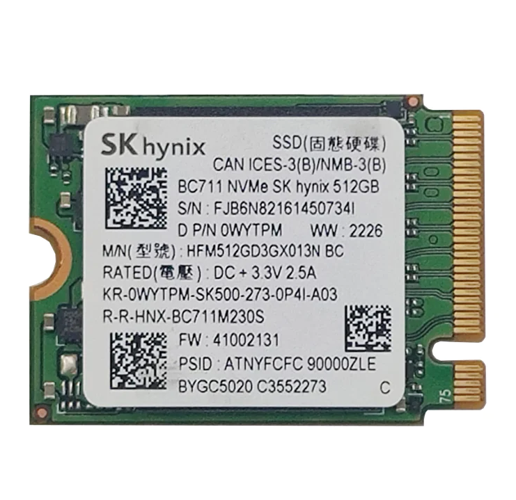 SK Hynix BC711 M.2 PCIe NVMe SSD - 512GB / M.2 2230 / PCIe 3.0 / Open - SSD (Solid State Drive)