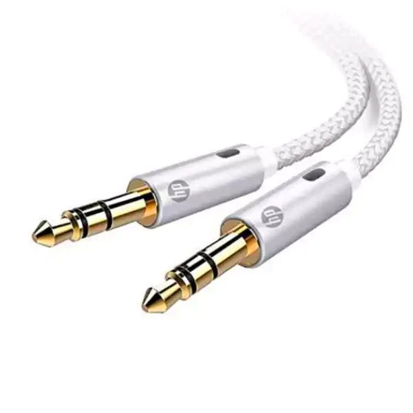 HP 3.5mm AUX Audio Cable – 3M Length, Silver, High-Quality Sound