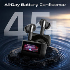 PROMATE Arix.Black HD TWS Earbuds with ANC, ENC, and Smart IPS Touch Display • 40 Hours Playback w/ Case • Quad Forward Mics • Active Noise Cancellation