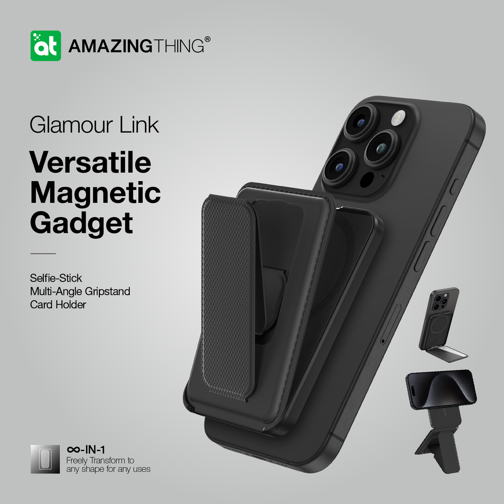 AMAZINGTHING | 17049 | GLAMOUR Link Travel Mag Fold Pro Magnetic Wallet With Card Holder | Black