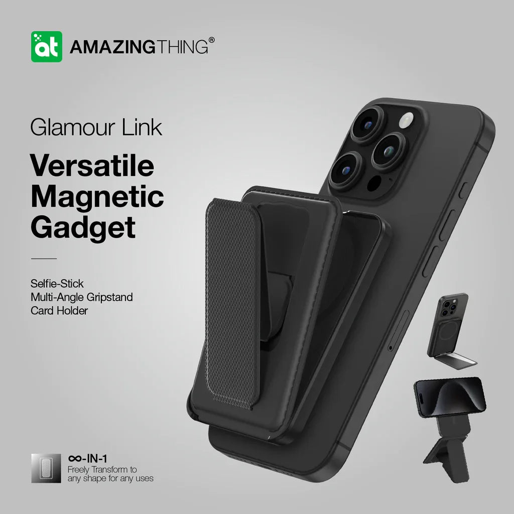 AMAZINGTHING | 17049 | GLAMOUR Link Travel Mag Fold Pro Magnetic Wallet With Card Holder | Black