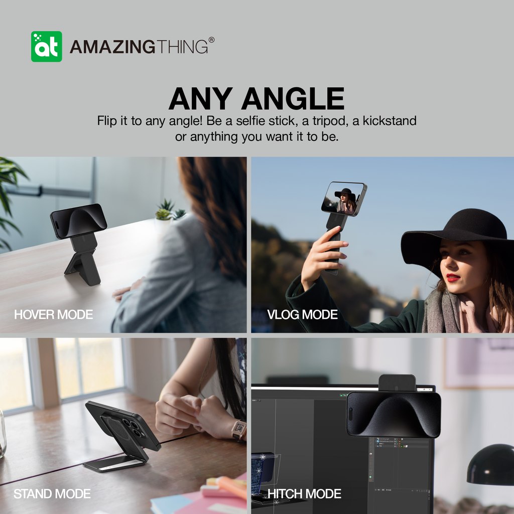 AMAZINGTHING | 17049 | GLAMOUR Link Travel Mag Fold Pro Magnetic Wallet With Card Holder | Black