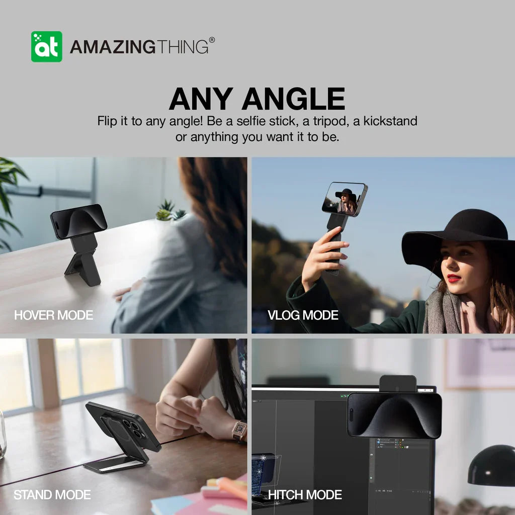 AMAZINGTHING | 17049 | GLAMOUR Link Travel Mag Fold Pro Magnetic Wallet With Card Holder | Black