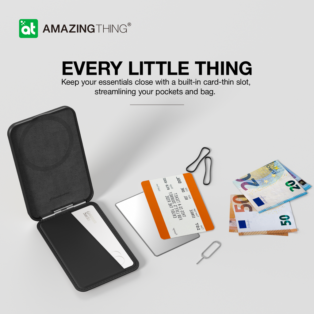 AMAZINGTHING | 17049 | GLAMOUR Link Travel Mag Fold Pro Magnetic Wallet With Card Holder | Black