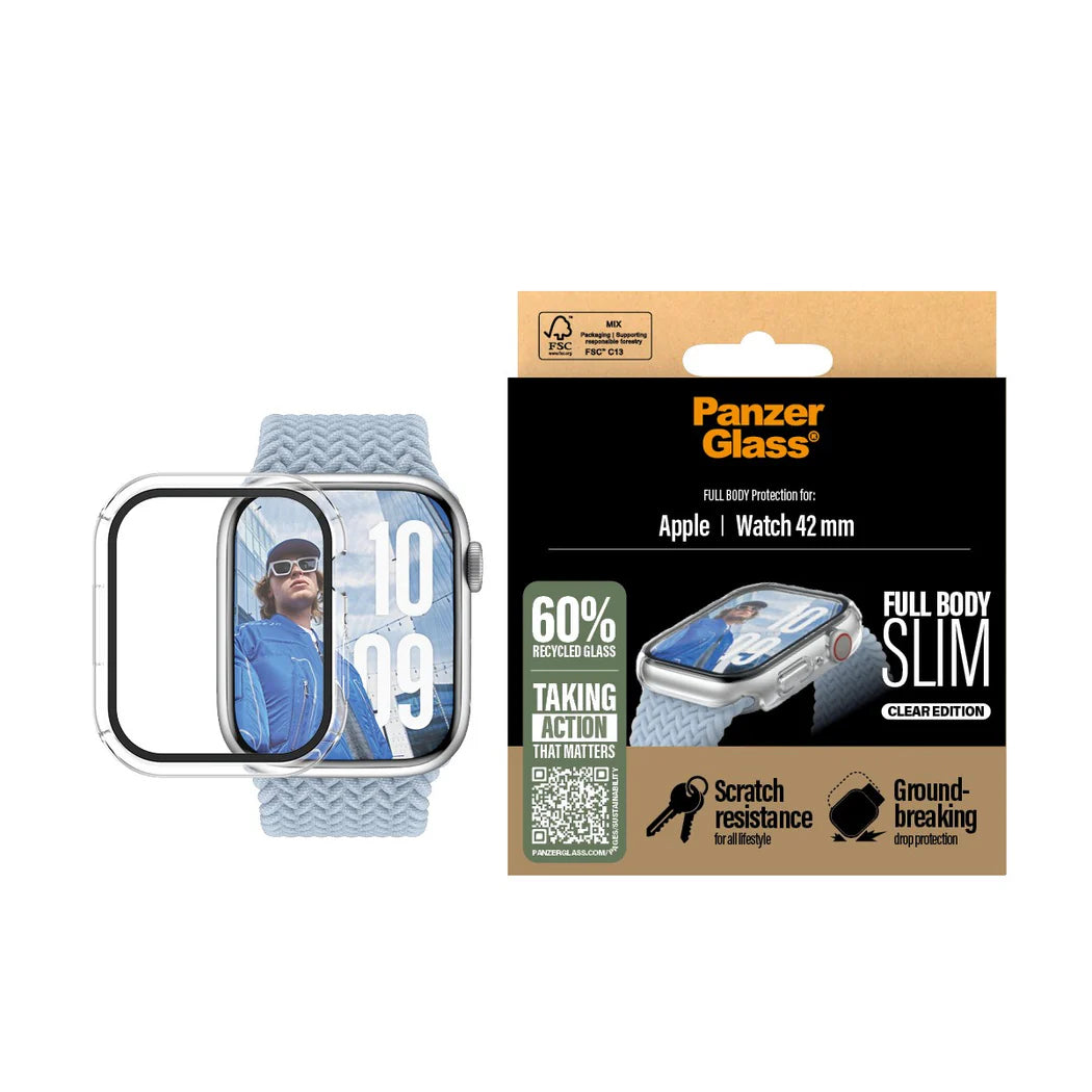 PANZERGLASS® SCREEN PROTECTOR SNAPPIE FULL BODY SLIM TRANSPARENT APPLE WATCH SERIES10 42 MM | WATCH 2025 42 MM