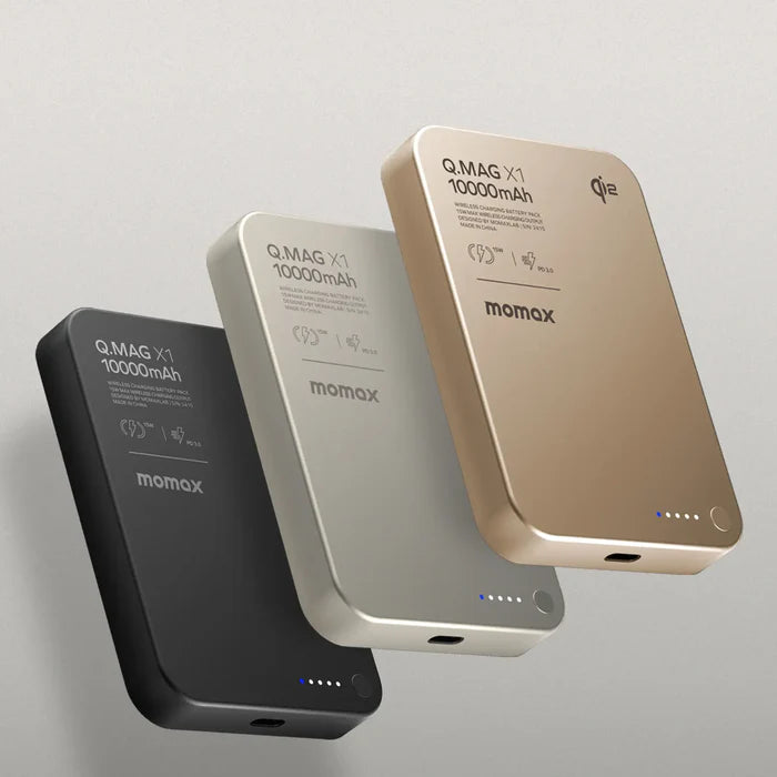IP136Q2D | Momax Q.Mag X1 Qi2 Magnetic Wireless Battery Pack 10000mAh - Gen 2 | Black - GulfStore.com