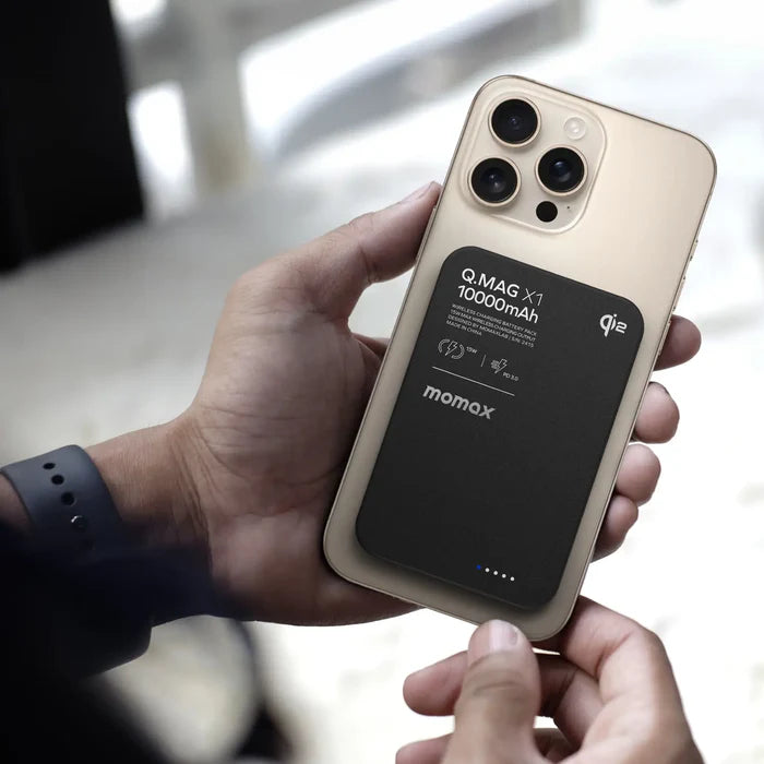 IP136Q2D | Momax Q.Mag X1 Qi2 Magnetic Wireless Battery Pack 10000mAh - Gen 2 | Black - GulfStore.com