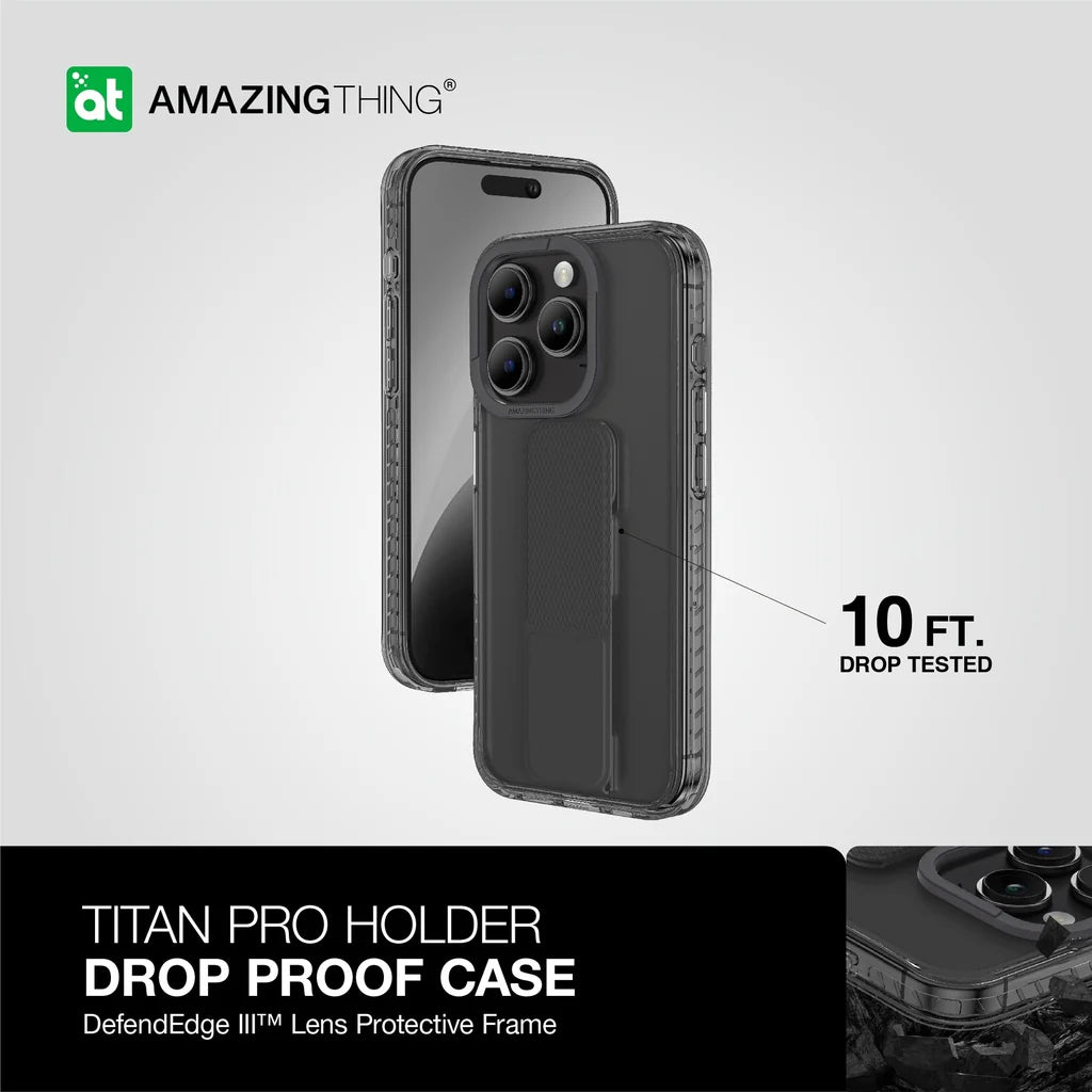 AMAZINGTHING , AT TITAN PRO HOLDER DROP PROOF CASE FOR IPHONE 15 PRO MAX 6.7 , BLACK  , IP156.7PTHBK