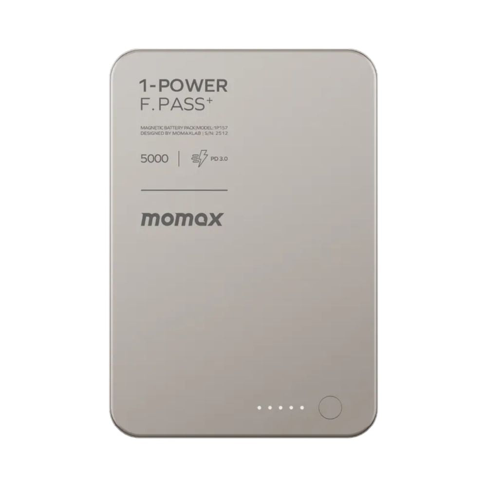 IP157L | Momax 1-Power F.Pass+ 5000mAh Battery Pack with Built-in Cable and Magnetic attachment | Titanium