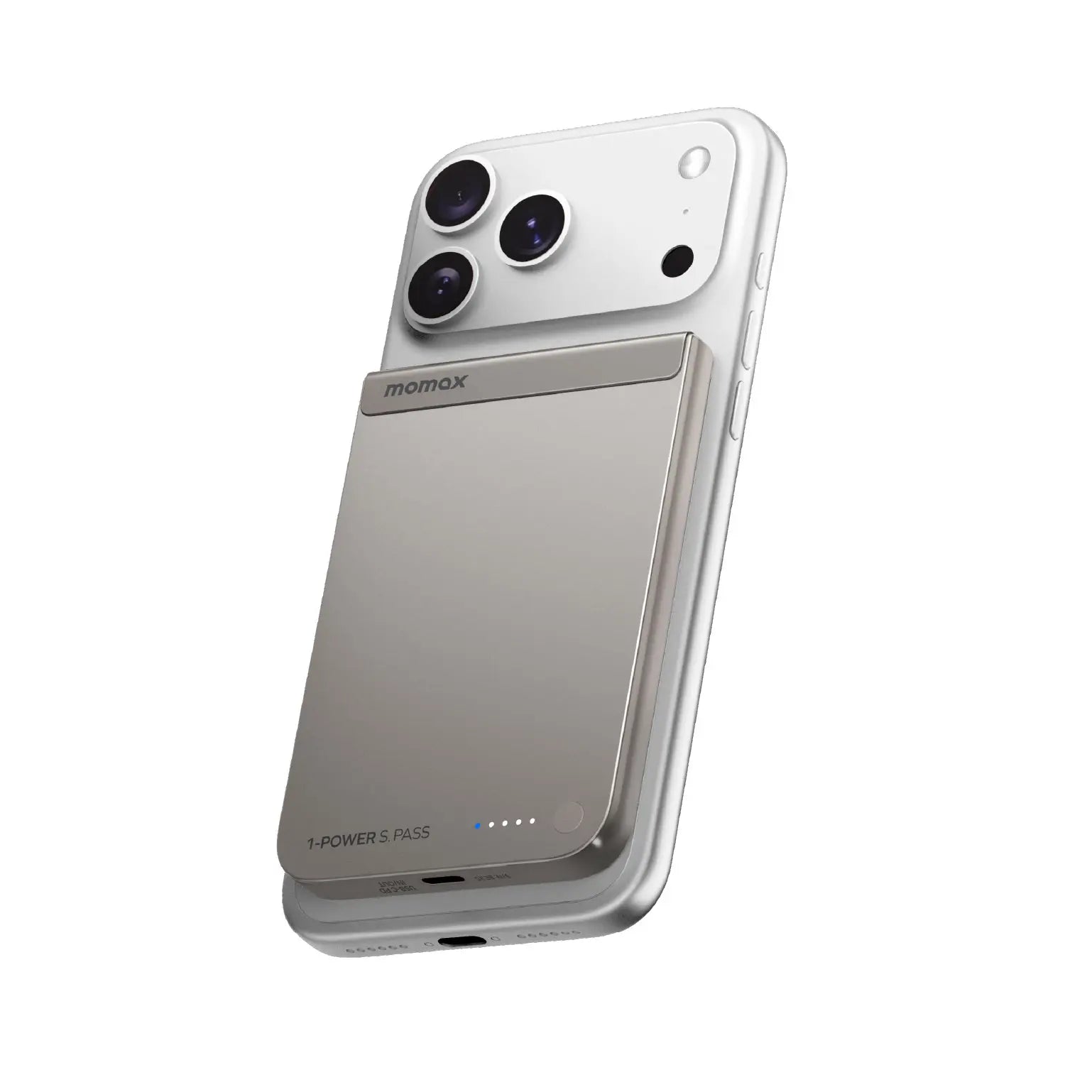 IP161Q2L | Momax 1-POWER S.PASS 5000mAh Qi2 Magnetic Wireless Battery Pack | Titanium