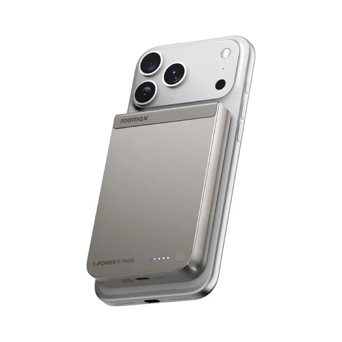 IP162Q2L | Momax 1-POWER S.PASS 10000mAh Qi2 Magnetic Wireless Battery Pack | Titanium - GulfStore.com