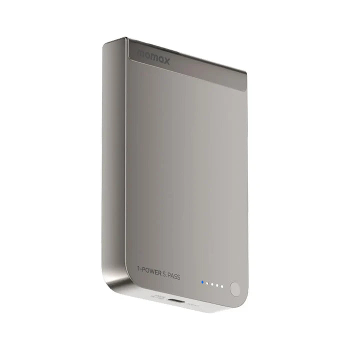 IP162Q2L | Momax 1-POWER S.PASS 10000mAh Qi2 Magnetic Wireless Battery Pack | Titanium - GulfStore.com