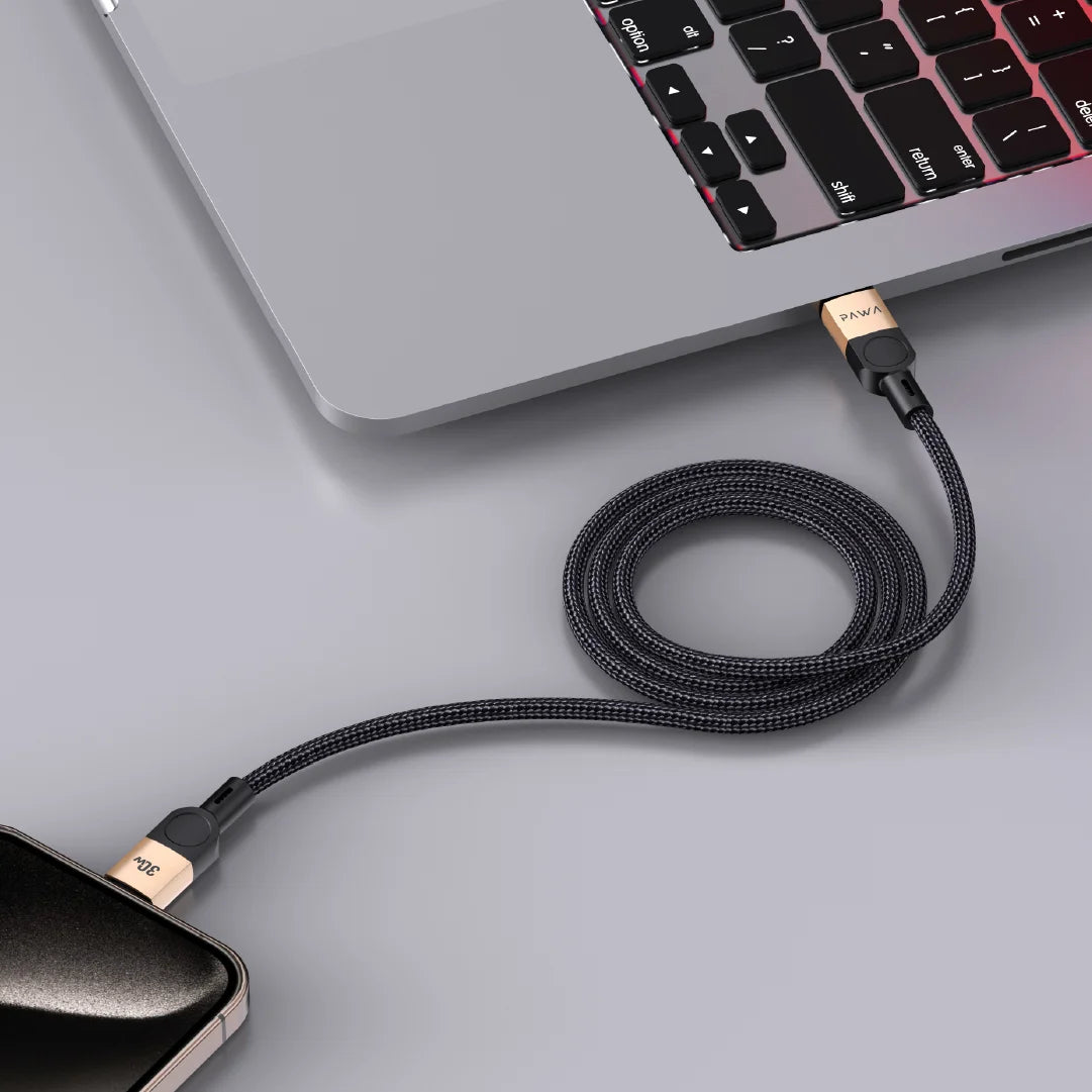 PW-12BDM252-DTBK | PAWA Levin Magnetic Braided Usb-C To Lightning Cable 1M 30W | Desert Black
