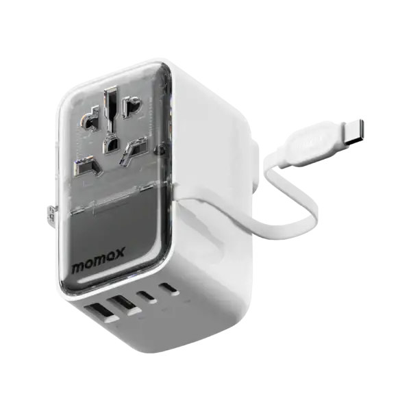 UA21W , 1-World+ Flow 35W 4-Port w/ Built-in USB-C Cable + AC Travel Adaptor (White) - GulfStore.com