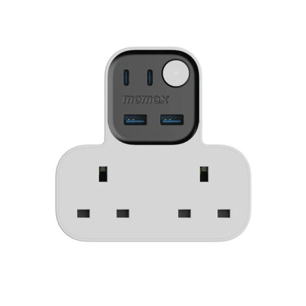 US17UKW , 1-Charge Work Flow T-shaped Extention 2 Socket with USB (White)