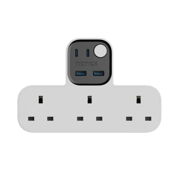 US19UKW , Charge Work Flow T-shaped Extention 3 Socket with USB (White)