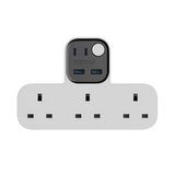 US19UKW , Charge Work Flow T-shaped Extention 3 Socket with USB (White) - GulfStore.com