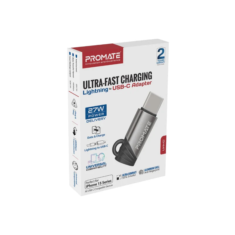PROMATE Ultra-Fast Charging Lightning to USB-C Adapter