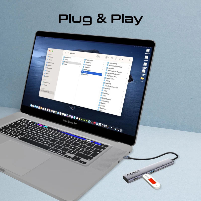 PROMATE 4K@60Hz Multi-function High Speed USB-C Hub with 100W Power Delivery