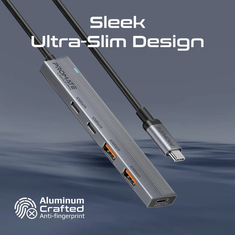 PROMATE Multi-Port 10Gbps USB-C Data Hub •  2 x USB-A 10Gbps ports