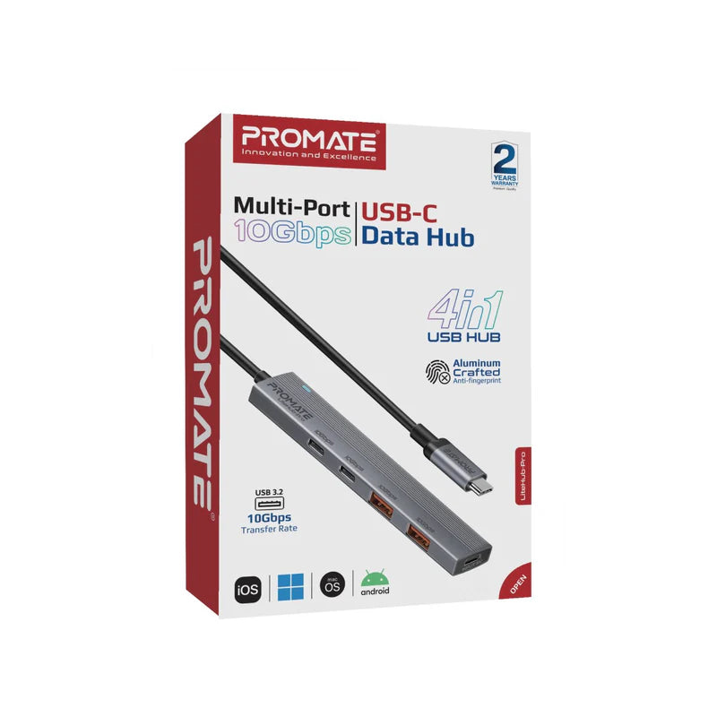 PROMATE Multi-Port 10Gbps USB-C Data Hub •  2 x USB-A 10Gbps ports