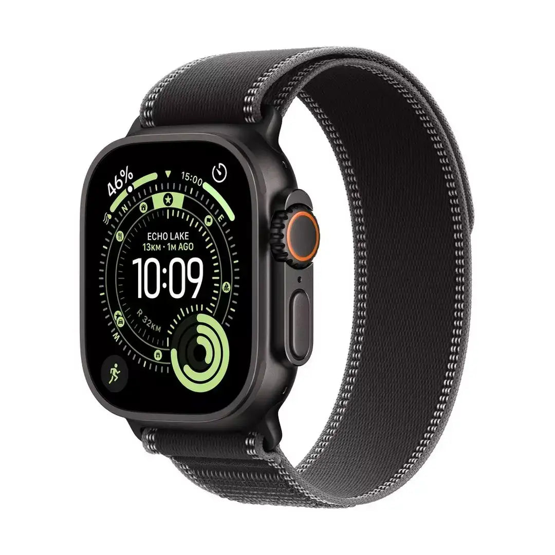Apple Watch Ultra 3 GPS + Cellular 49mm Black Titanium Case with Black/Charcoal Trail Loop - M/L - GulfStore.com