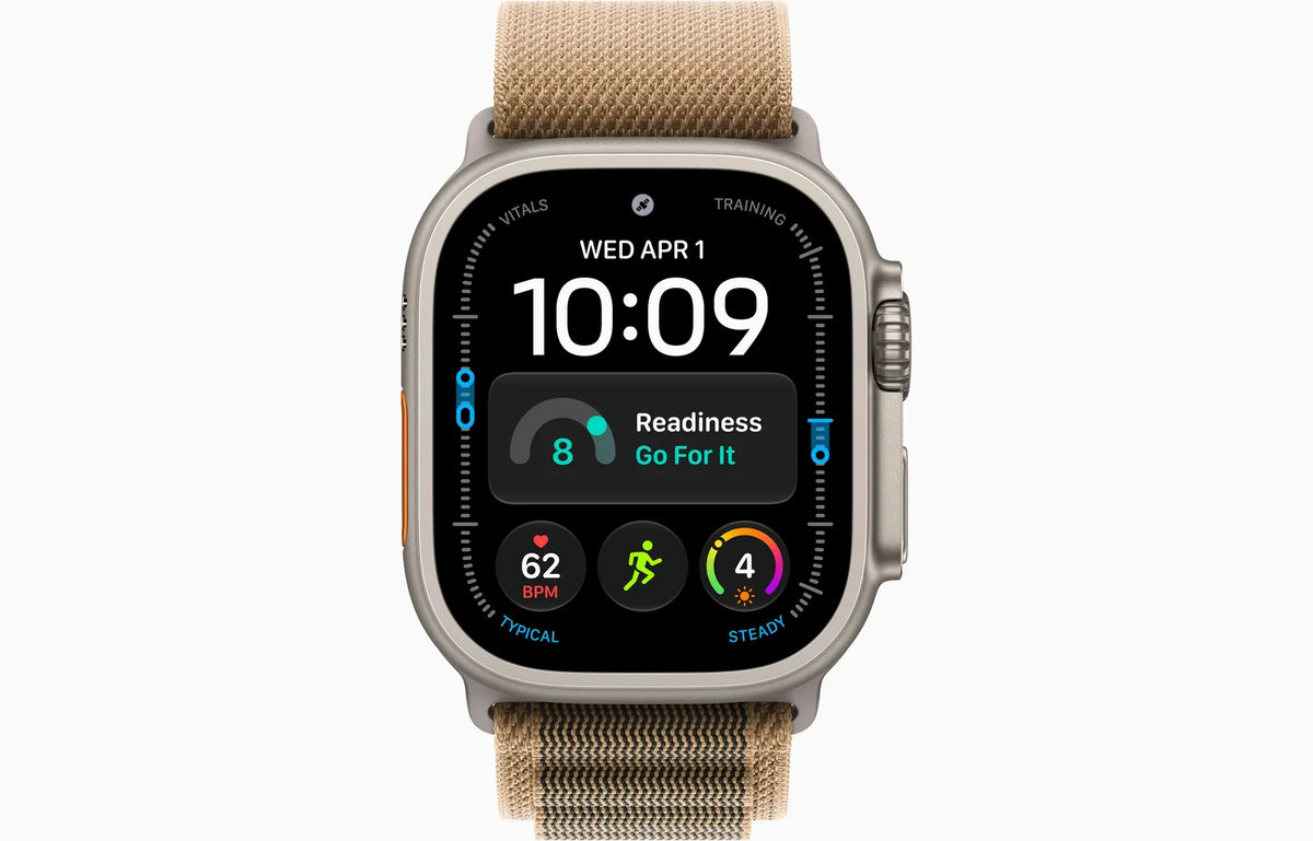Apple Watch Ultra 4 GPS + Cellular, 49mm Natural Titanium Case with Desert Alpine Loop - Large