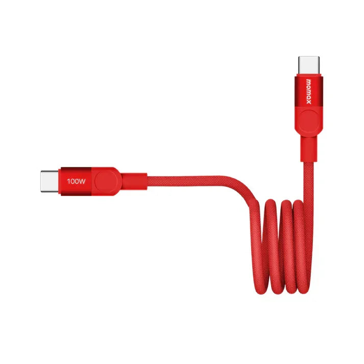 موماكس - كابل مغناطيسي Mag.Link 100 واط USB-C إلى USB-C بطول 1 متر - (أحمر)