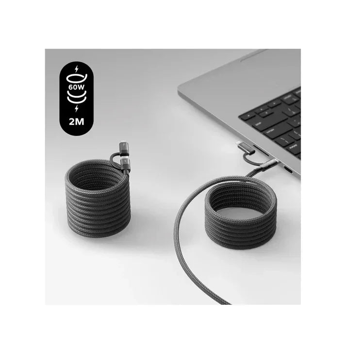 DL60D | Momax Mag.link USB-C to C & Lightning Magnetic Cable 2m | Black