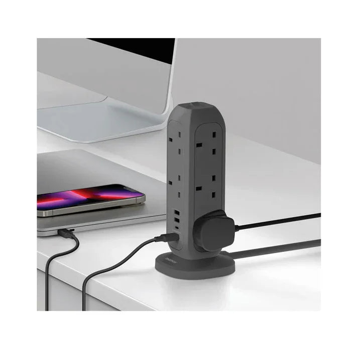 US11UKE | Momax ONEPLUG 11-Outlet Power Strip With USB | Grey