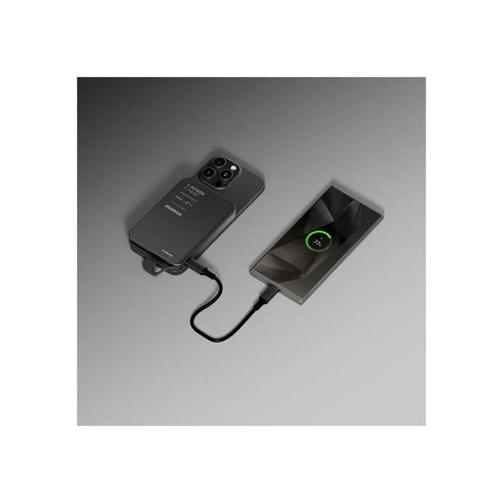 IP158D | Momax 1-Power F.Pass+ 10000mAh Battery Pack with Built-in Cable and Magnetic attachment | Black