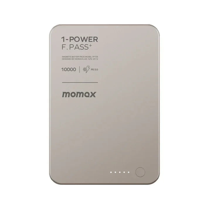 IP158L | Momax 1-Power F.Pass+ 10000mAh Battery Pack with Built-in Cable and Magnetic attachment | Titanium