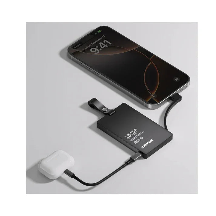 BR16D | بطارية Momax 1Power Badge+ قابلة لإعادة الشحن مع خاصية تحديد الموقع | أسود