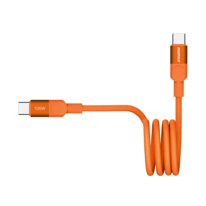 كابل مغناطيسي من موماكس ماج لينك USB-C إلى USB-C بقوة ١٠٠ واط، بطول متر واحد، DC52M | برتقالي