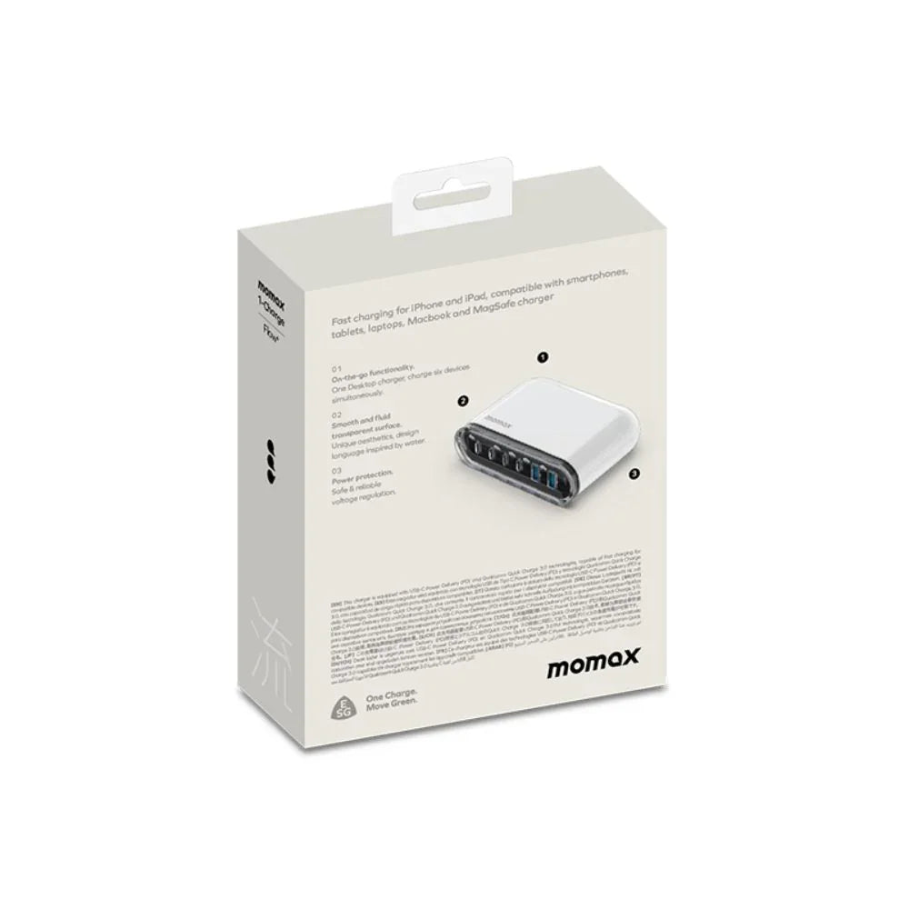 UM55UKW | Momax 1-Charge Flow+ 120W 6-Port Desktop Charger  | UK  | White