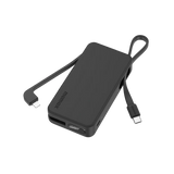 IP138MFID | Momax 1-Power Vital+ 10000mAh Battery Pack with Built-in USB-C and Lightning Cable | Black