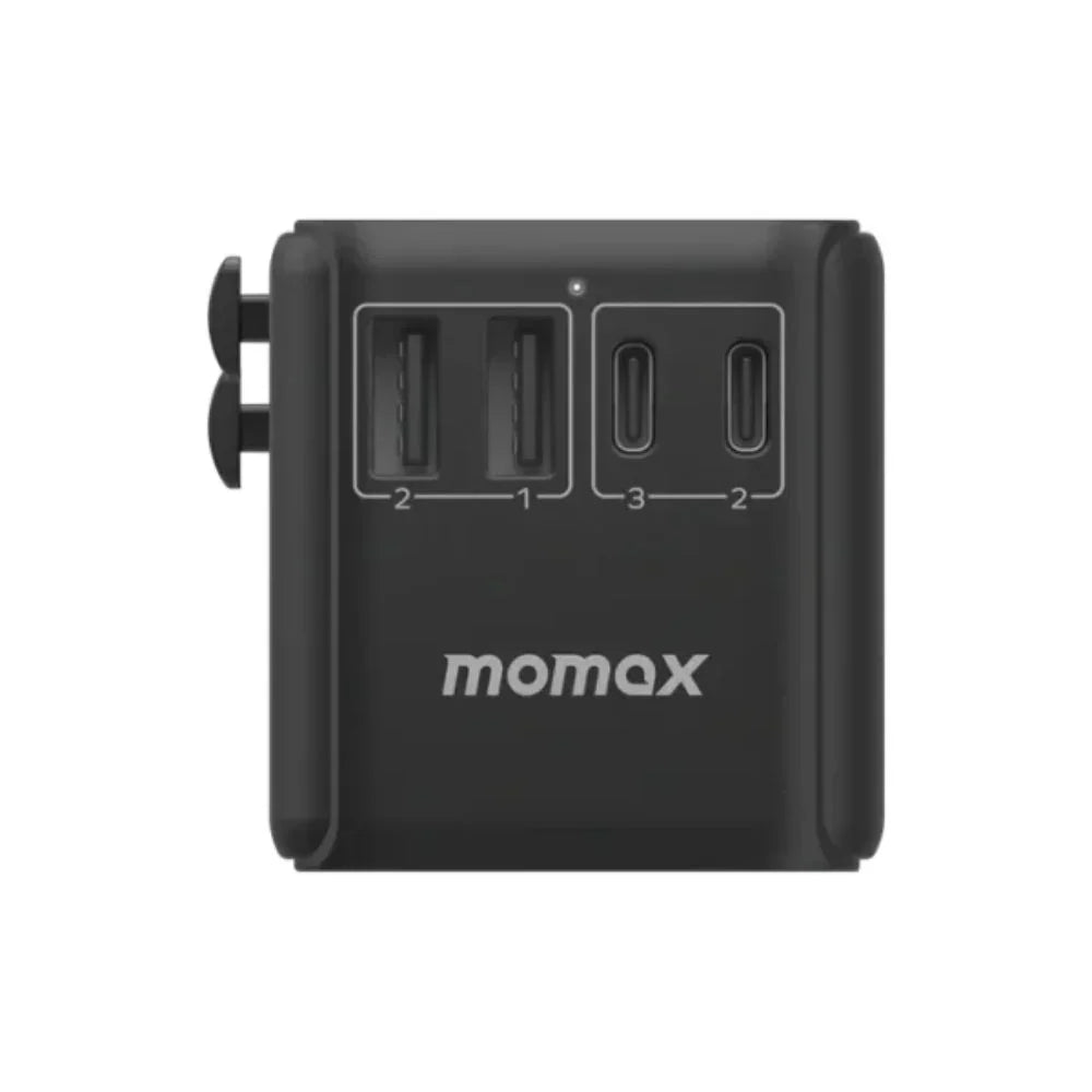 UA23L | Momax 1-World2 100W 4-Port USB-C Dual AC Travel Adaptor | Titanium