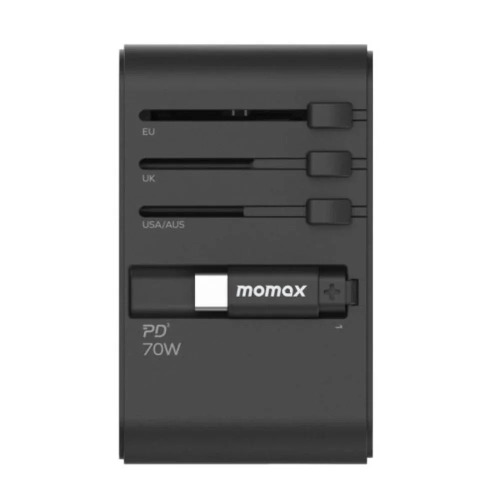 UA22D | Momax 1-World2 70W 5-Port USB-C AC Travel Adaptor | Black