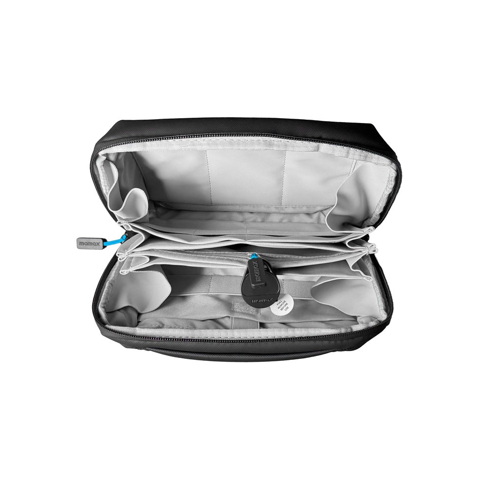 Momax BUNDLE SET Hand Pouch + Power Bank 10000 mAh with dual built-in cable 1 type-C + 1 Lightning + MOMAX Pintag - GulfStore.com