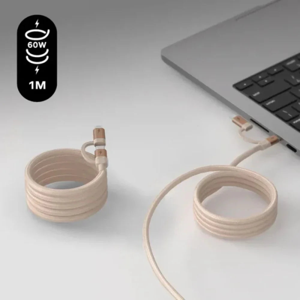 كابل مغناطيسي من موماكس ماج لينك بقوة ١٠٠ واط من USB-C إلى USB-C بطول متر واحد | تيتانيوم صحراوي