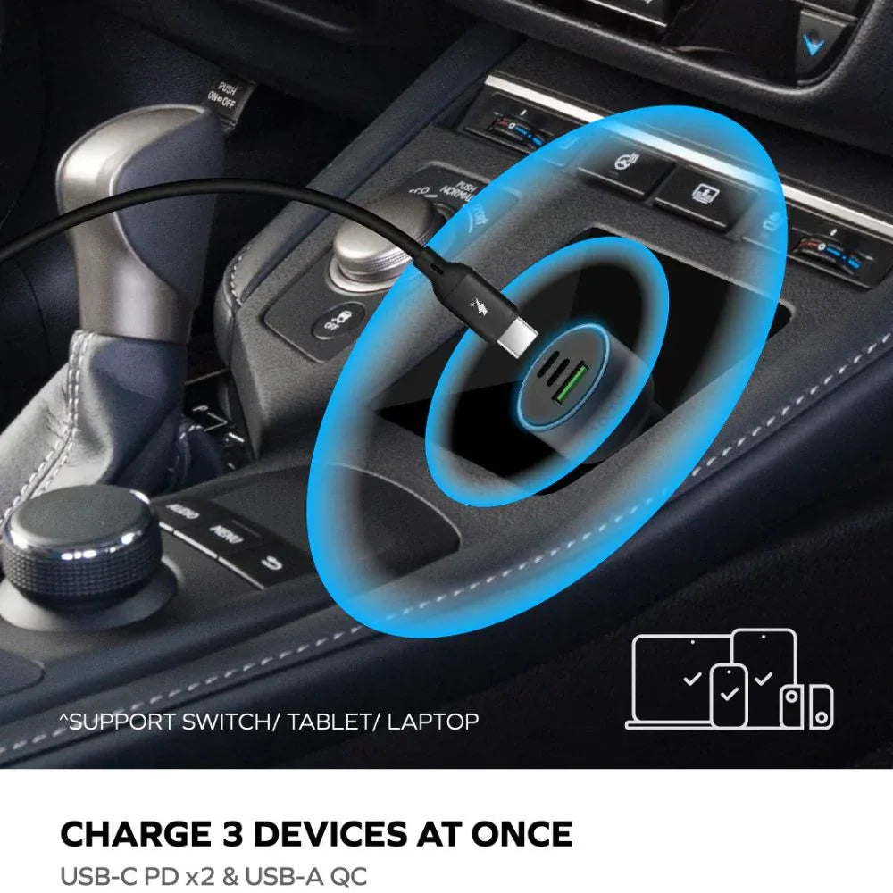 UC17E | Momax ONEPLUG 100W 3-Port Car Charger