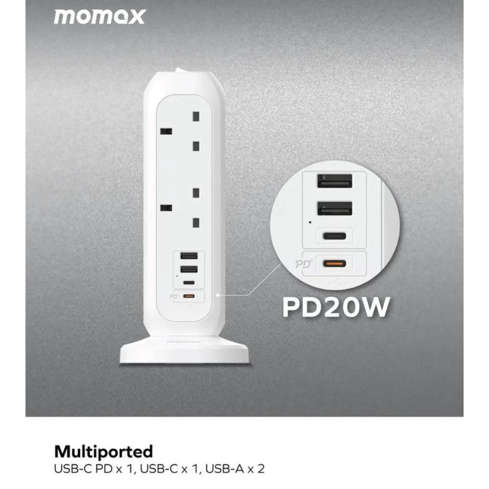 US11UKW | شريط طاقة موماكس ون بلج بـ ١١ منفذًا مع منفذ USB